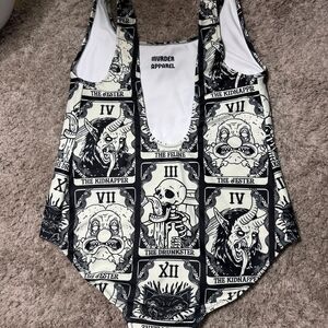 Murder Apparel Witchy Tarot One-Piece Swimsuit Black White XL